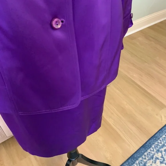 Vintage Purple Power Suit Skirt Set 90s Career Blazer & Pencil Skirt Sz 10/12